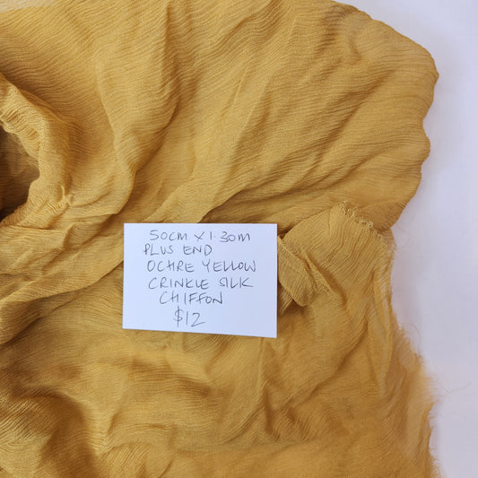 50cm Ochre yellow crinkle silk chiffon