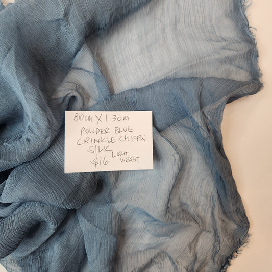 80cm Powder blue crinkle silk chiffon