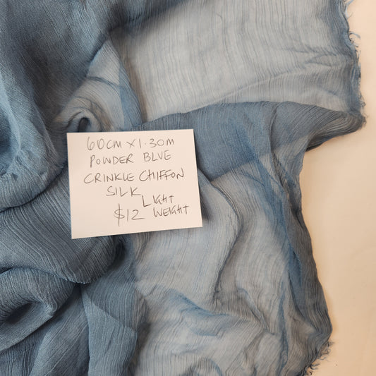 60cm Powder blue crinkle silk chiffon