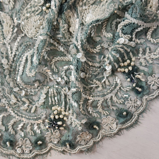 25. Hand dyed seqins and beaded lace