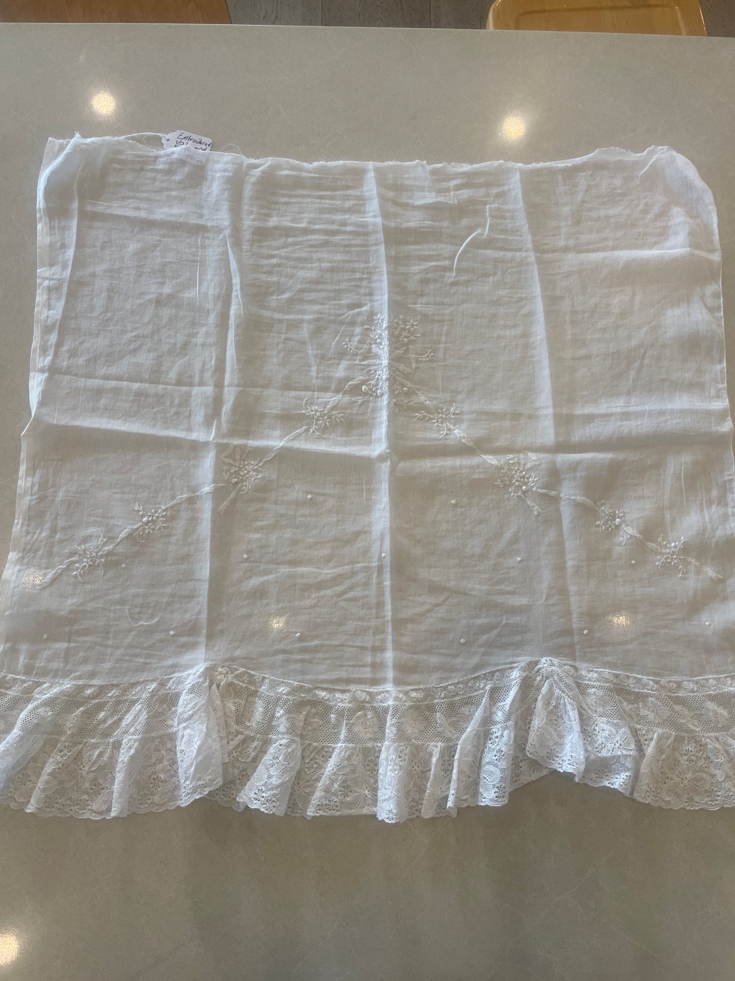 embroidered voile and French lace piece