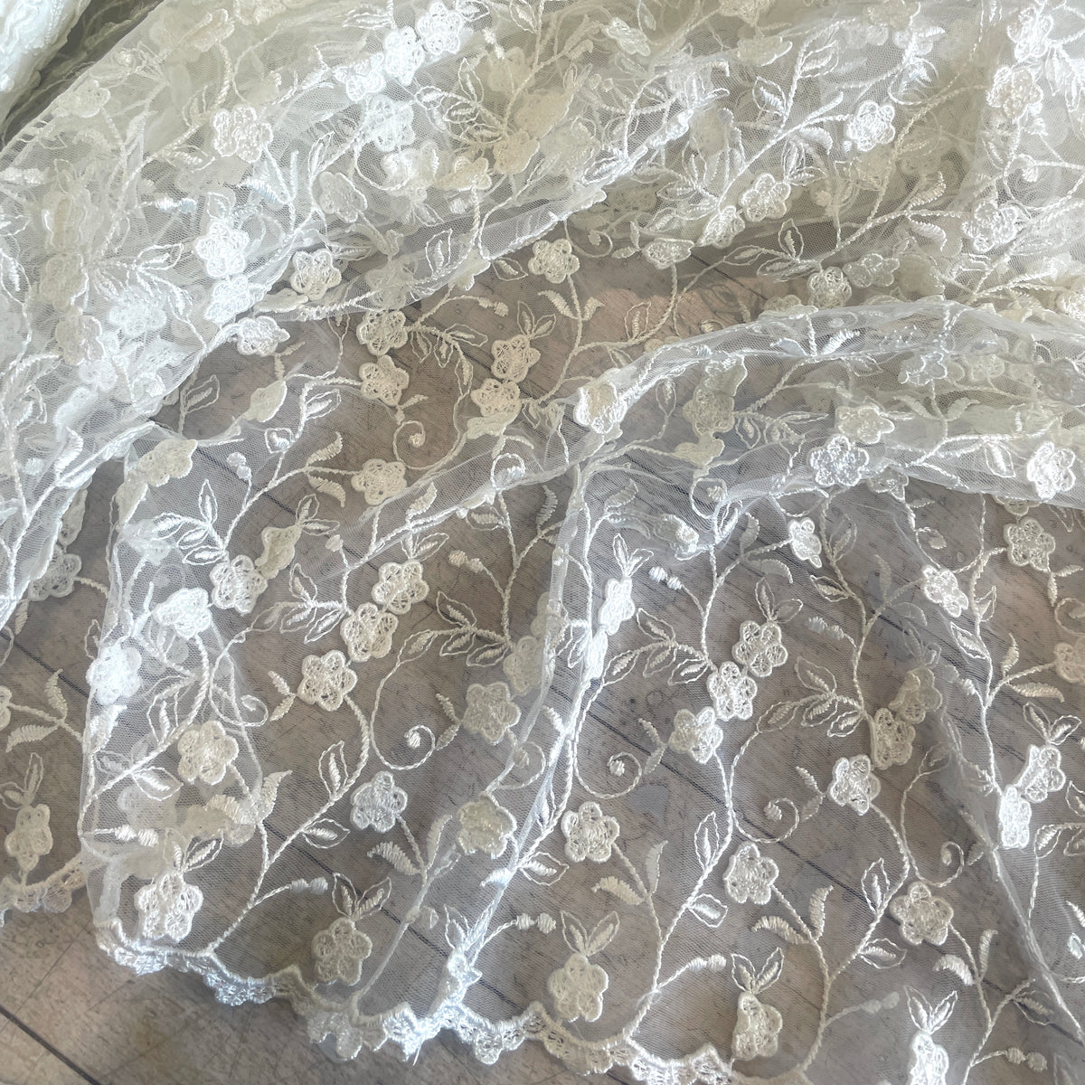 Tory ivory 3D embroidered tulle