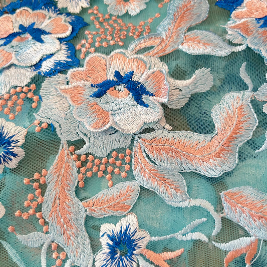 2m Ocean Flowers 3D embroidered tulle