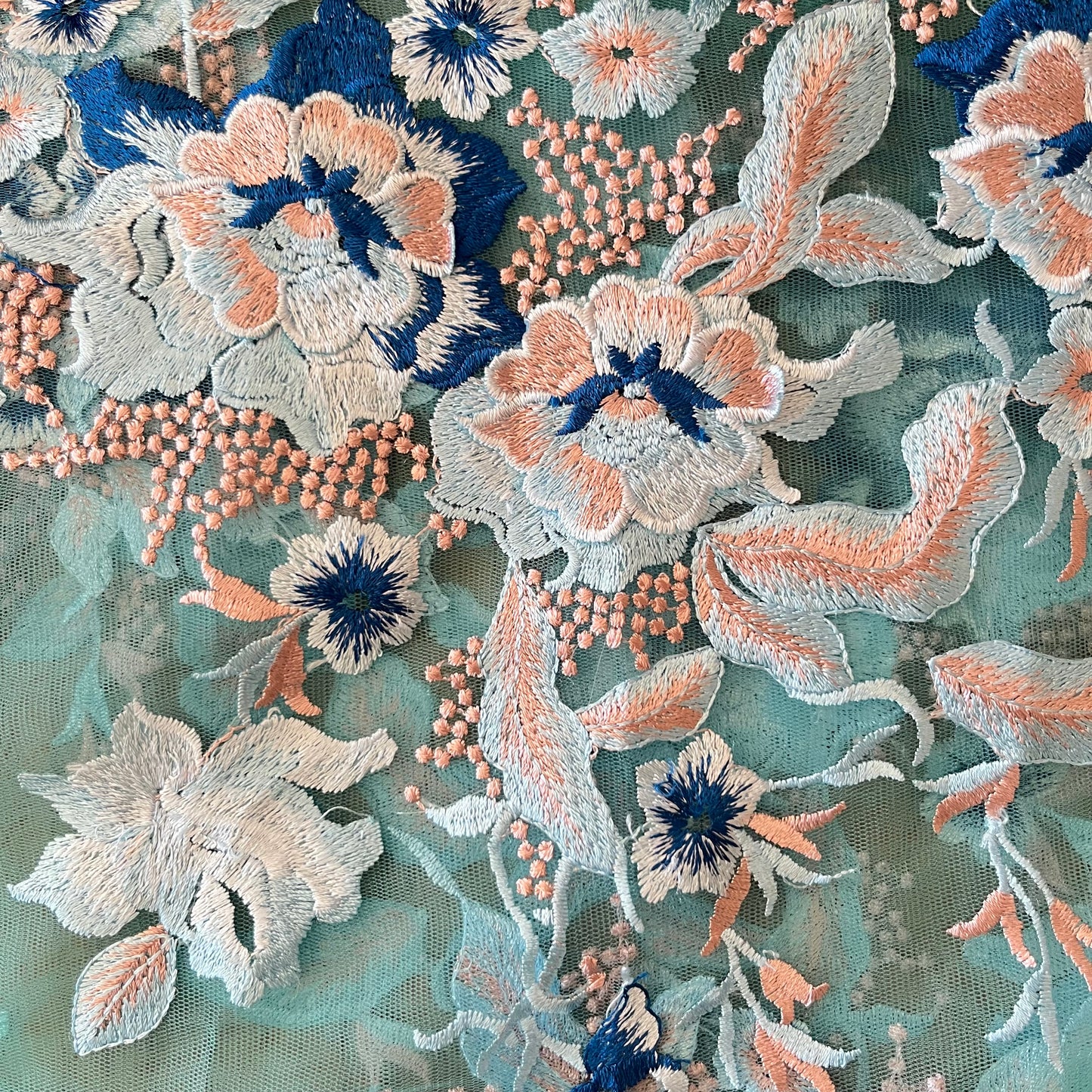 2m Ocean Flowers 3D embroidered tulle