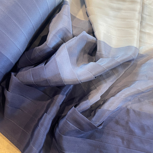Ocean ombré stitch pleated silk crepe de chine