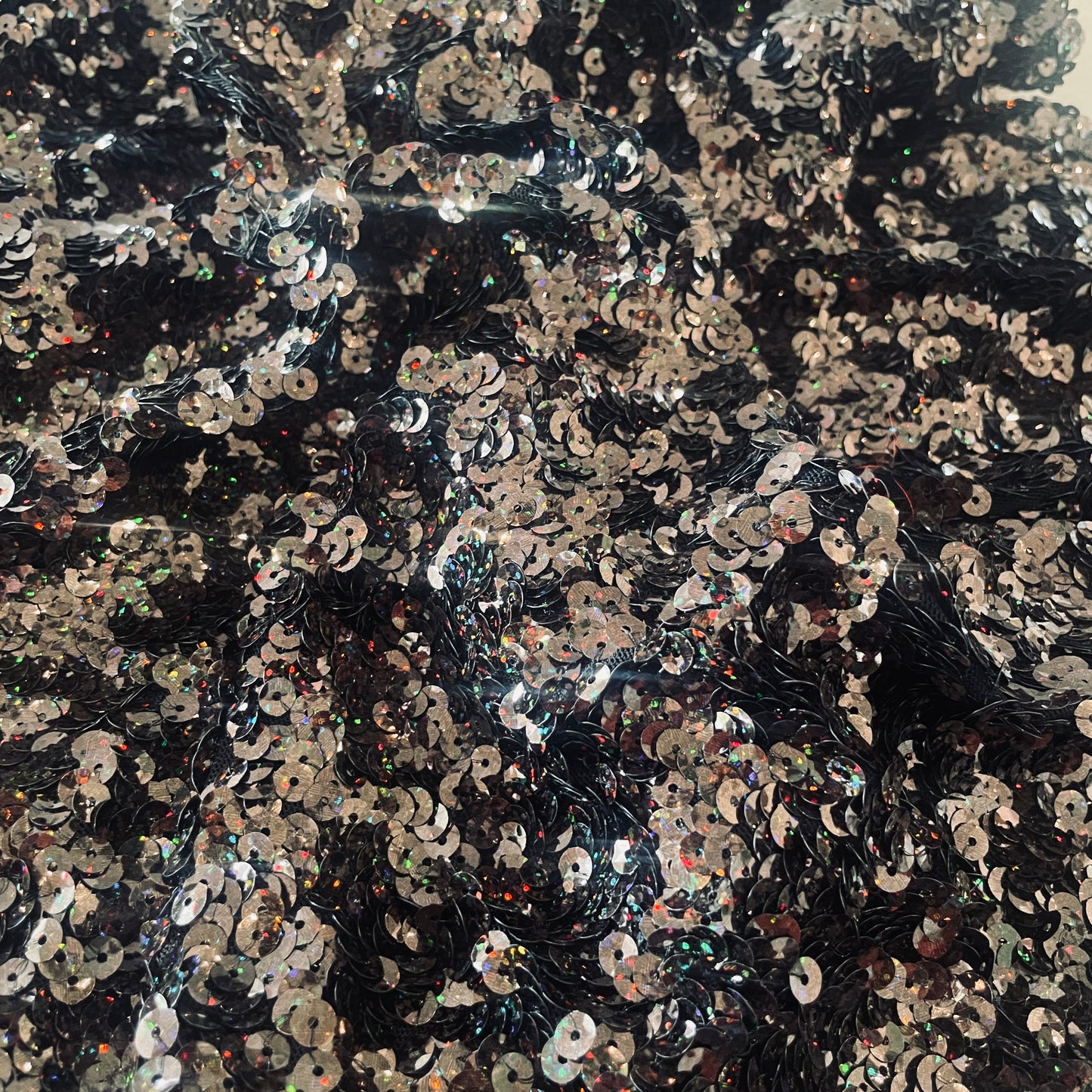 1.4m black hologram sequin mesh