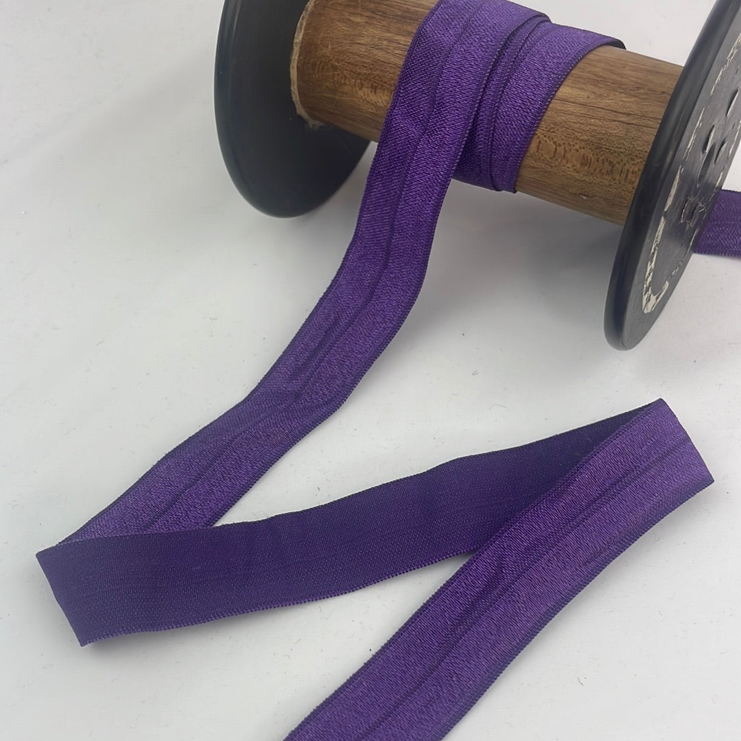 Plum 20mm shiny foldover elastic