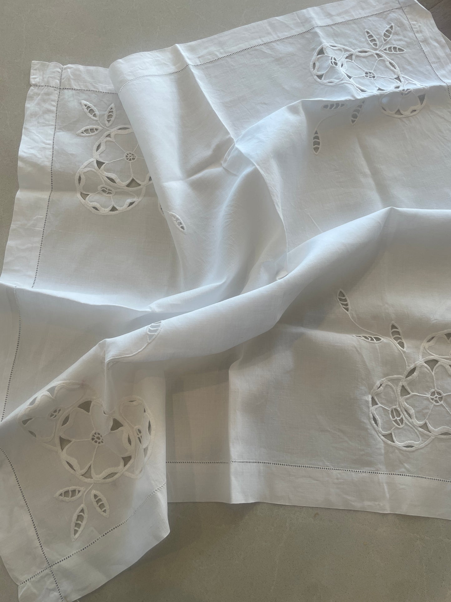 Antique cut work table cloth