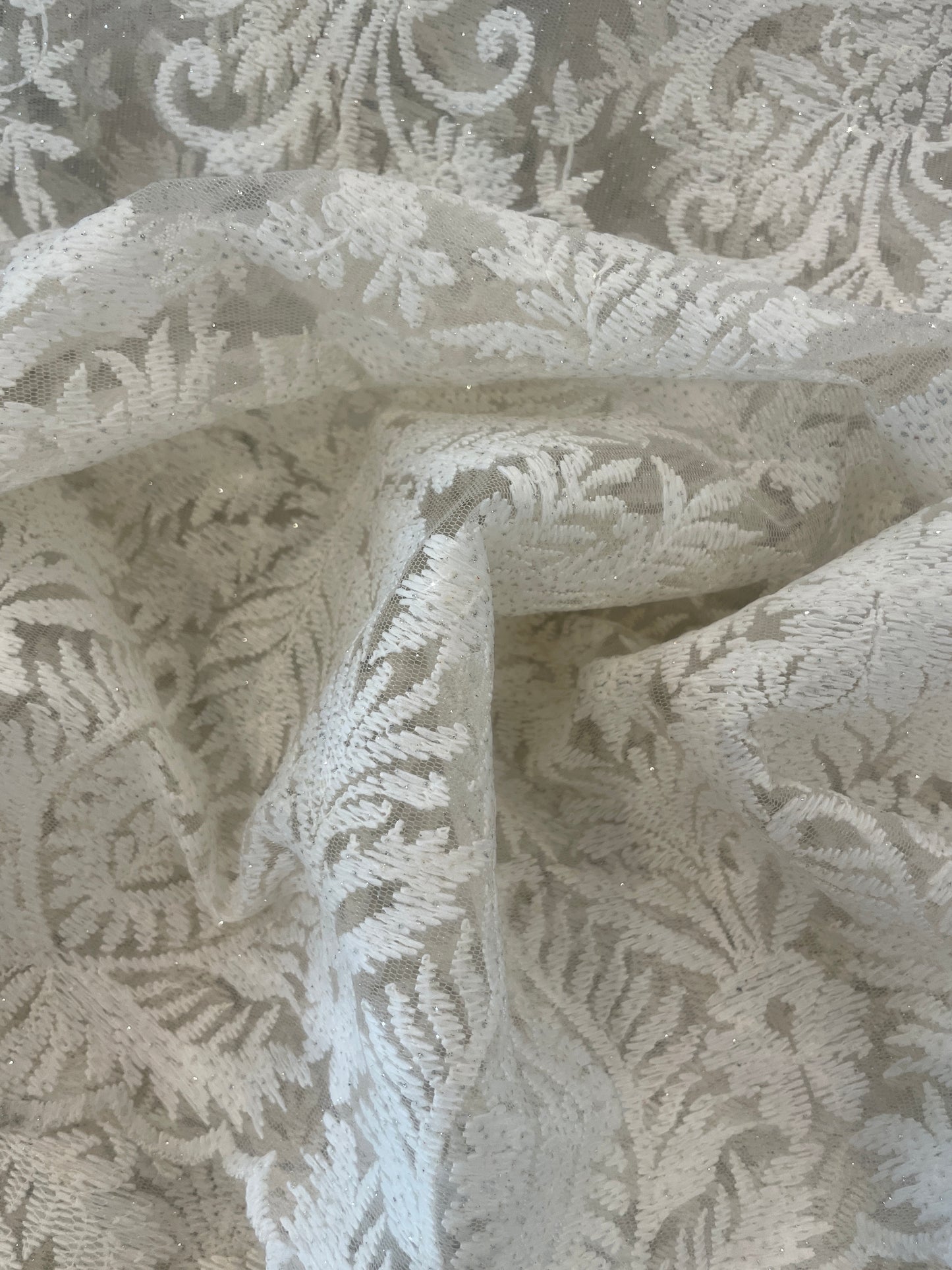 2.5m ivory glitter embroidered tulle
