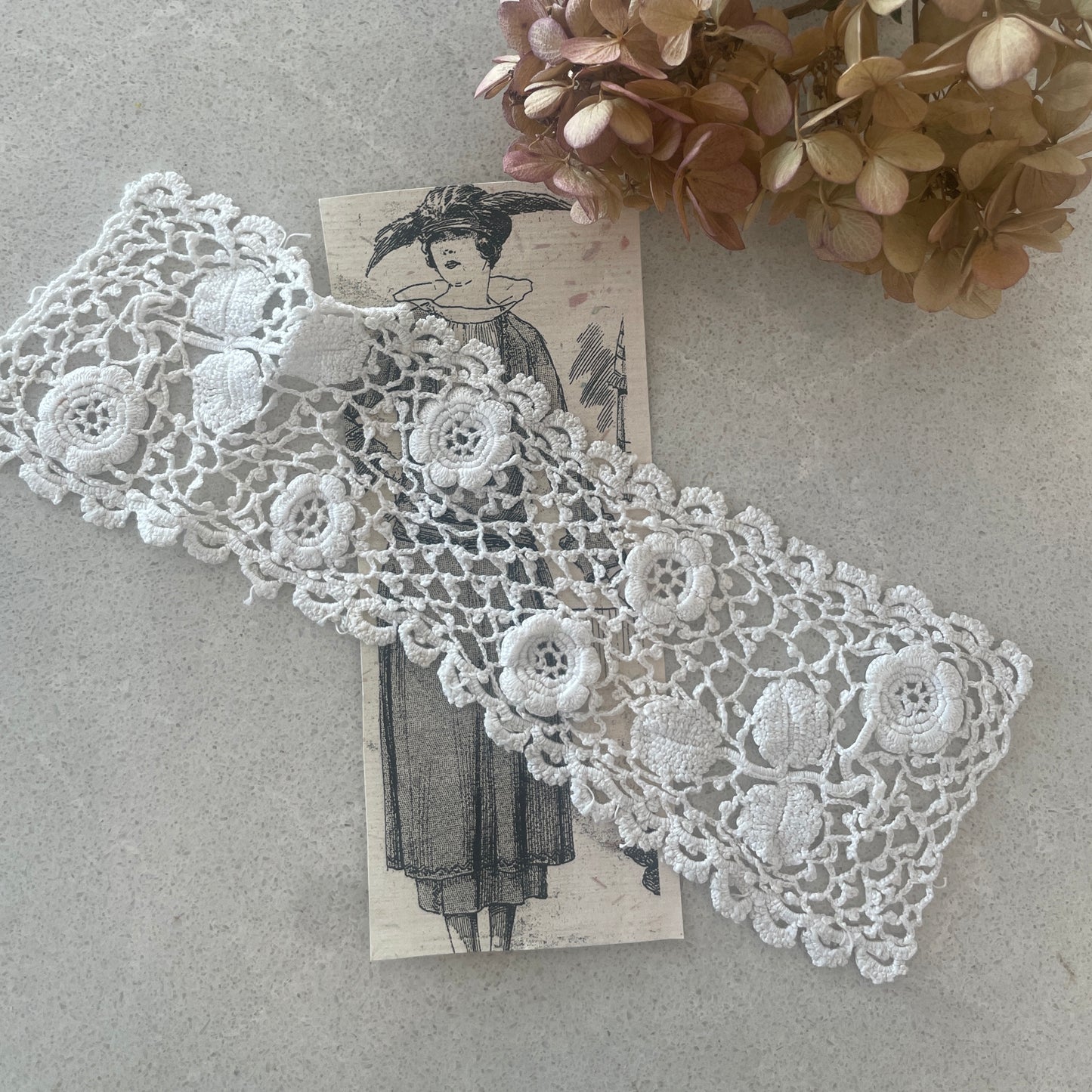 Antique crochet cuff