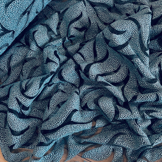 Ocean waves embroidered lurex tulle