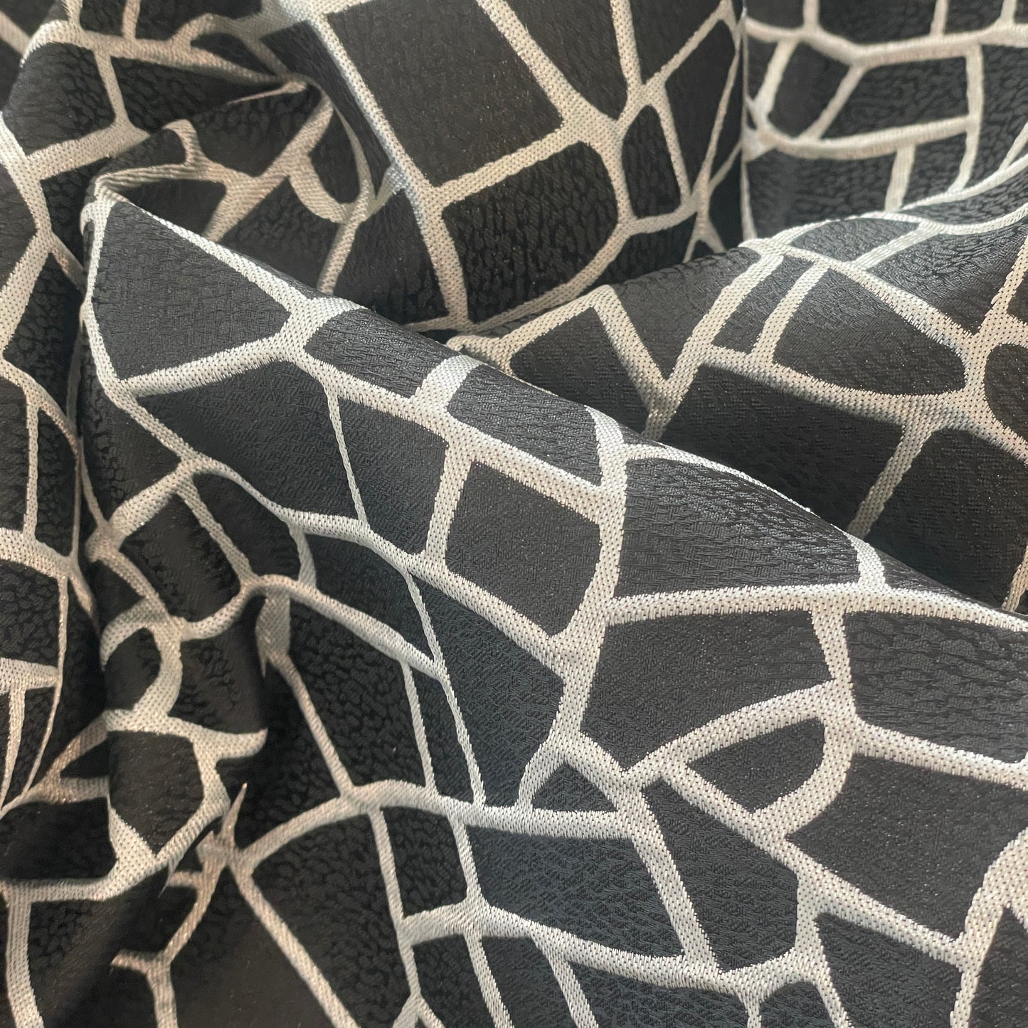 65cm black and silver brocade