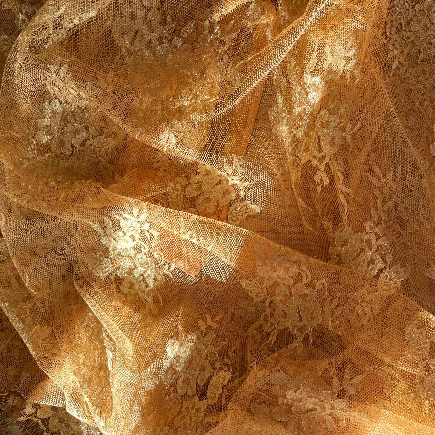2.5m gold Lurex French lace nylon cotton Lurex