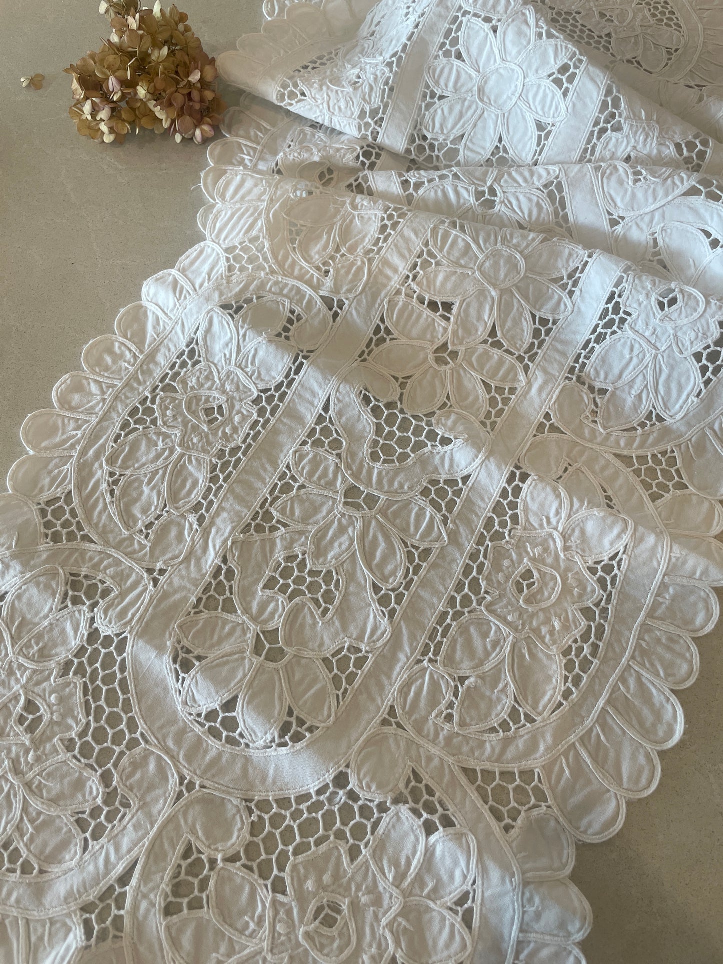 vintage embroidered table runner
