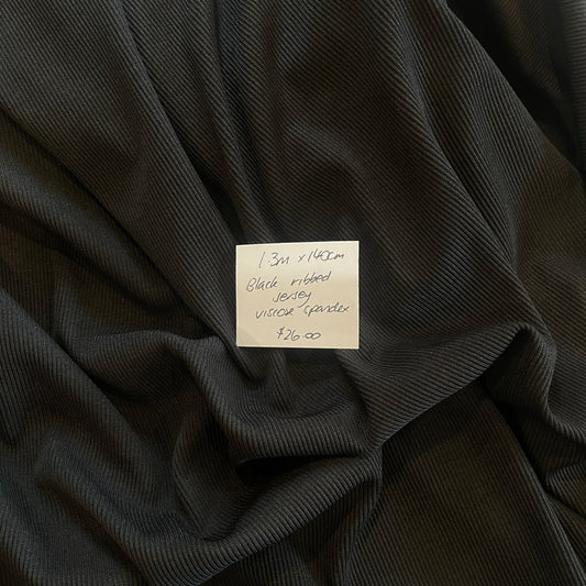 1.3m black ribbed jersey