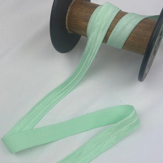 Mint 15mm shiny foldover elastic