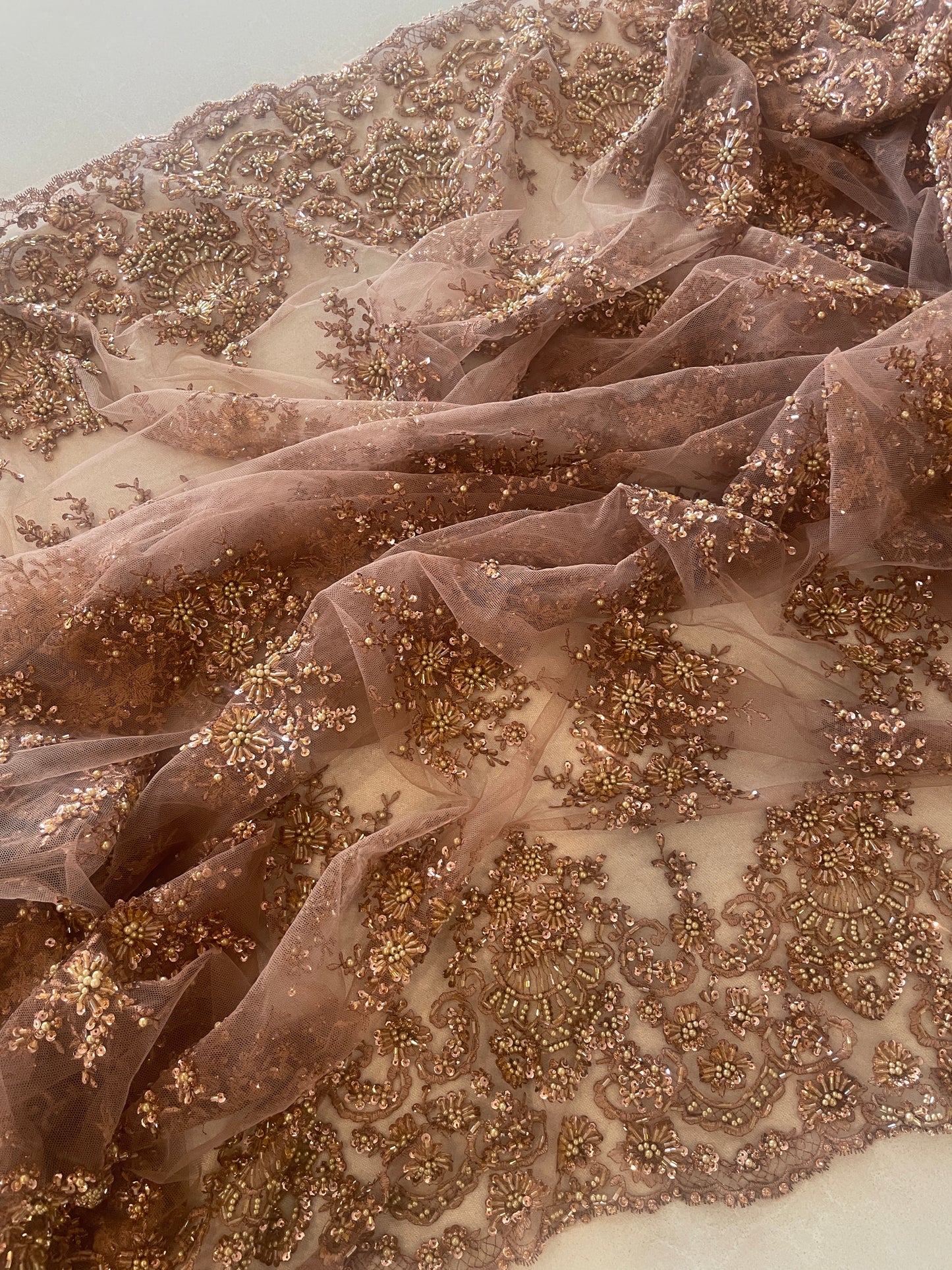 1.3m copper hand beaded lace