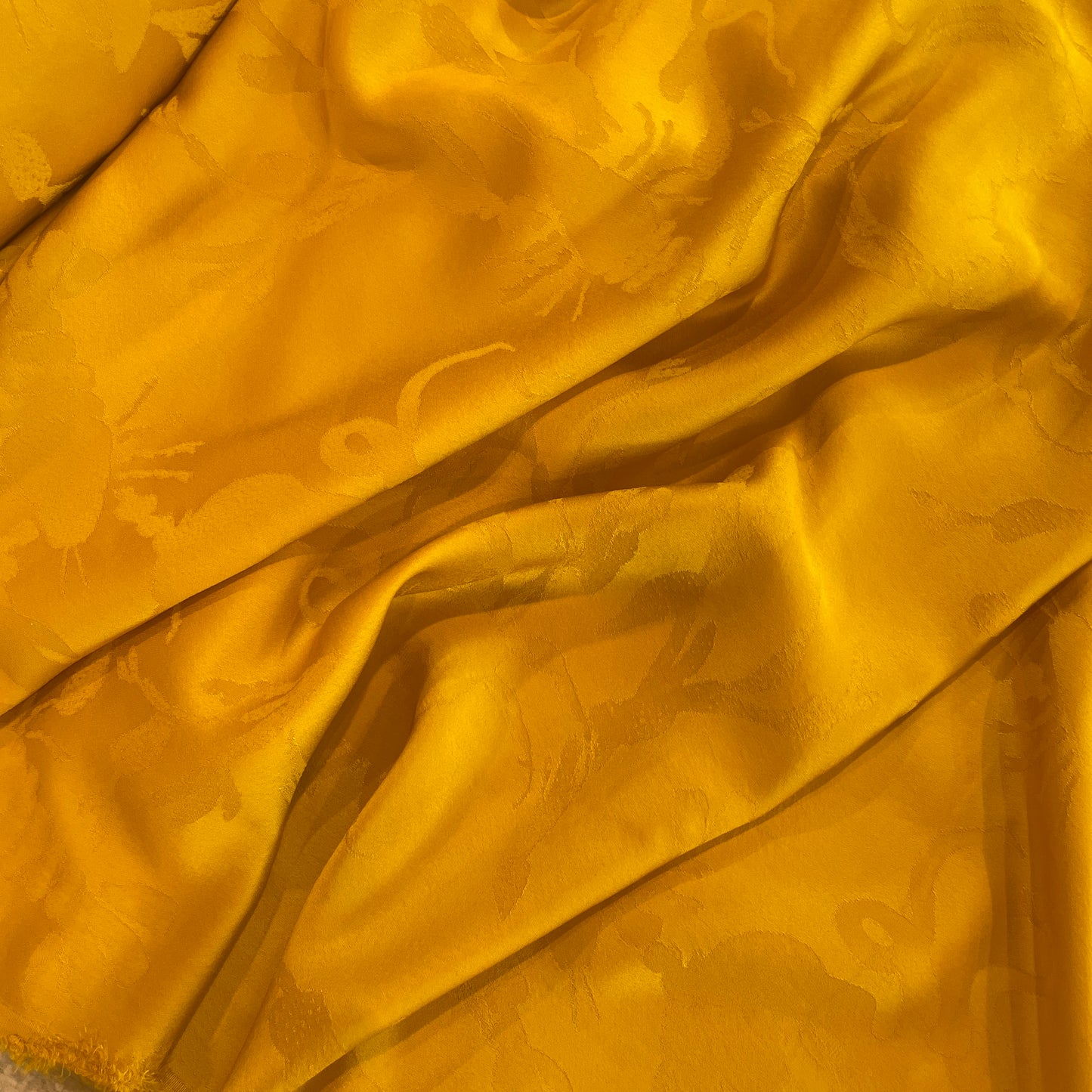 Sea life turmeric jacquard satin
