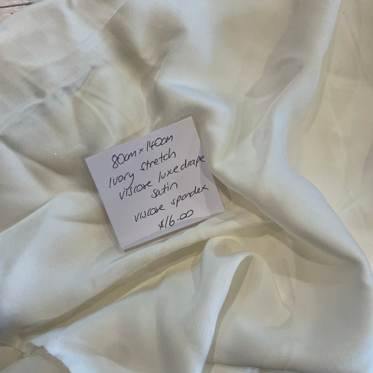 80cm ivory luxe drape stretch viscose satin