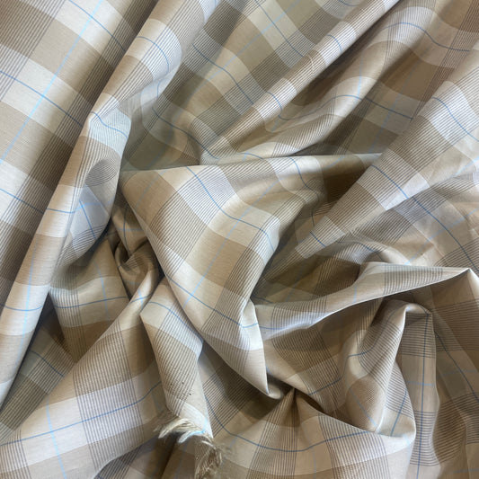 Beige sand check cotton shirting
