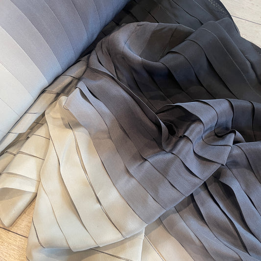 Midnight ombré stitch pleated silk crepe de chine