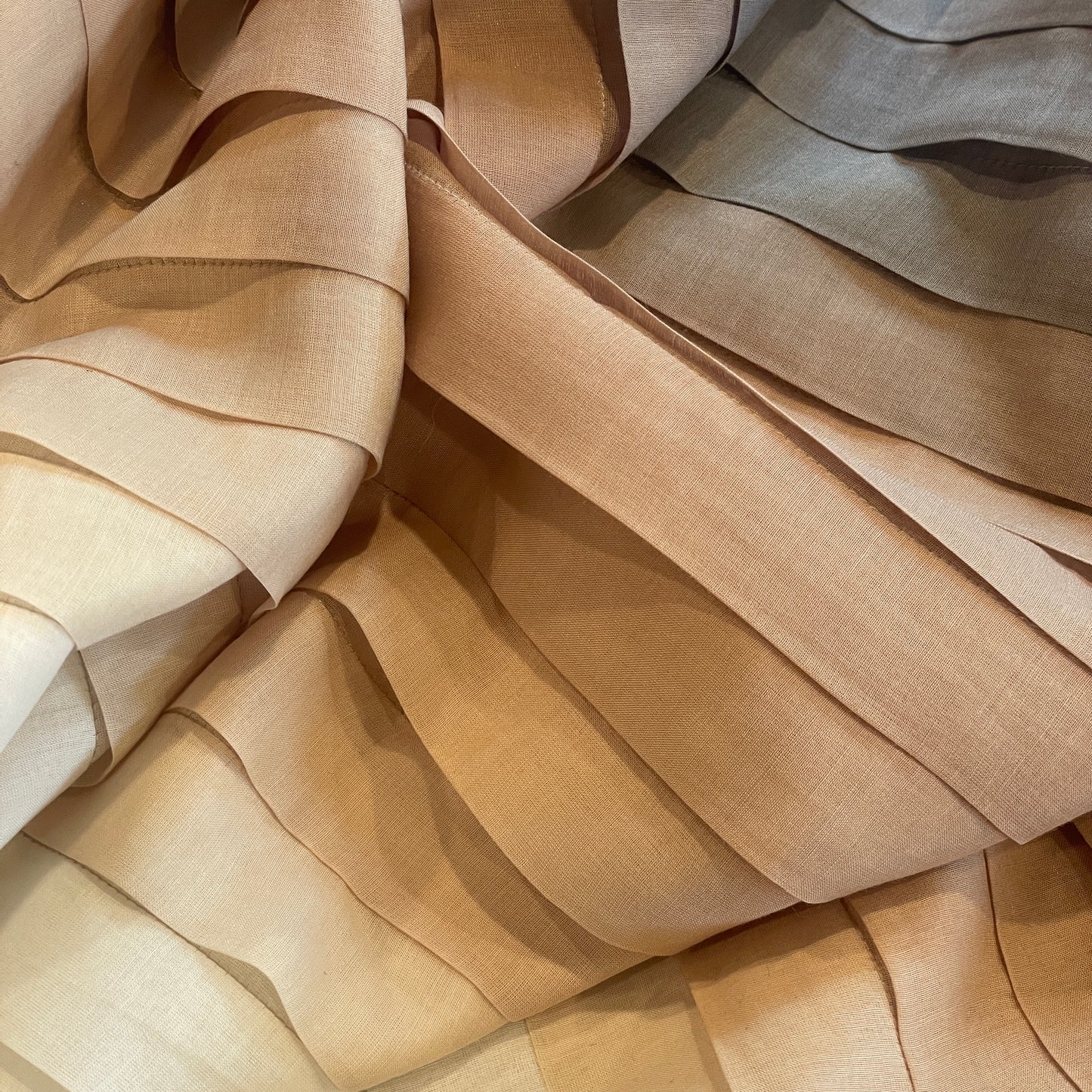 Desert sand ombré stitch pleated cotton voile