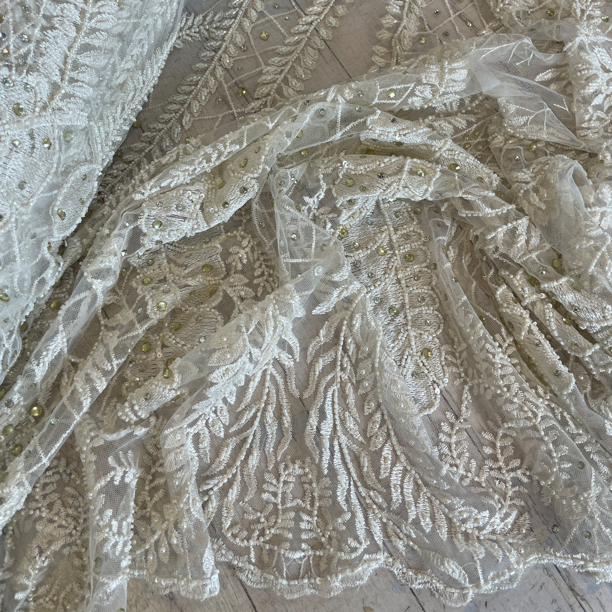 Garden webs beaded jewelled lace