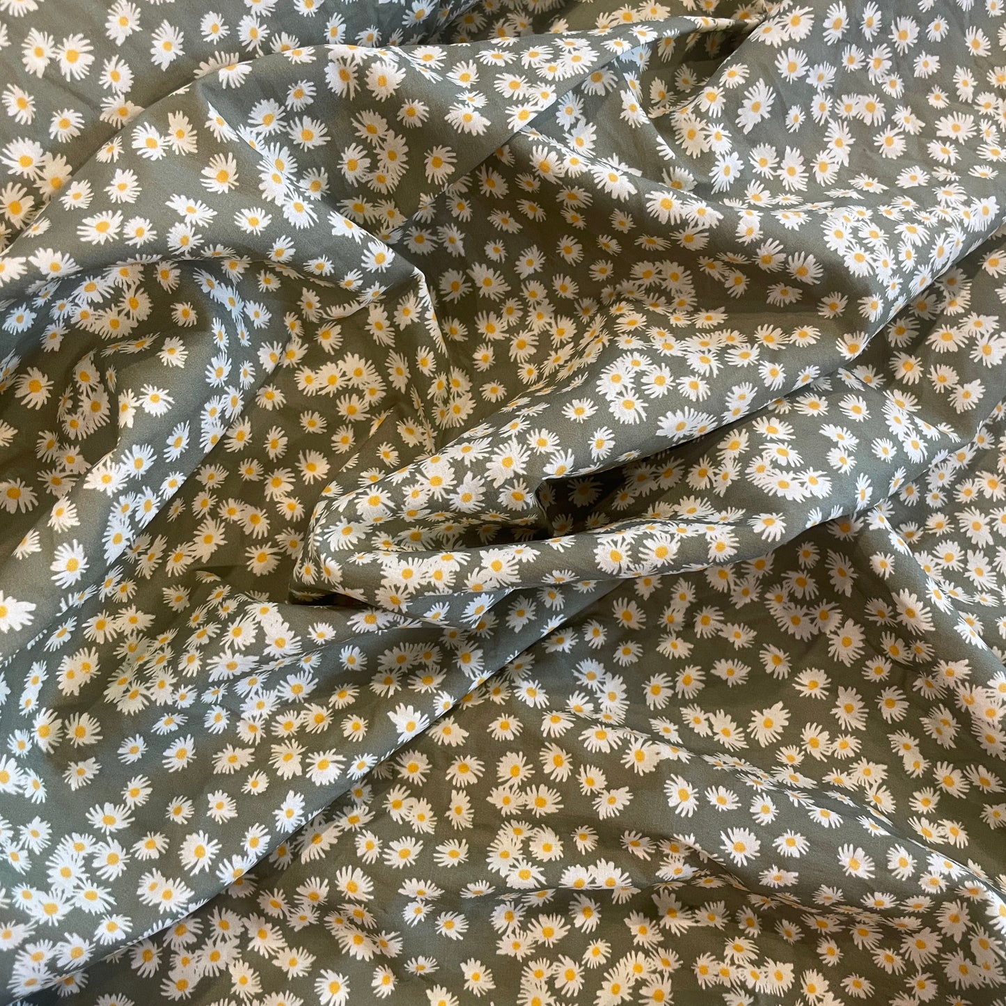 Scattered sage daisy cotton shirting