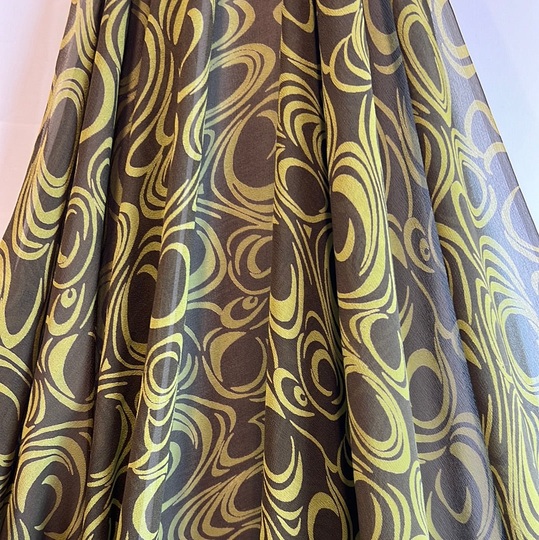 Wasabi Swirl Silk Georgette