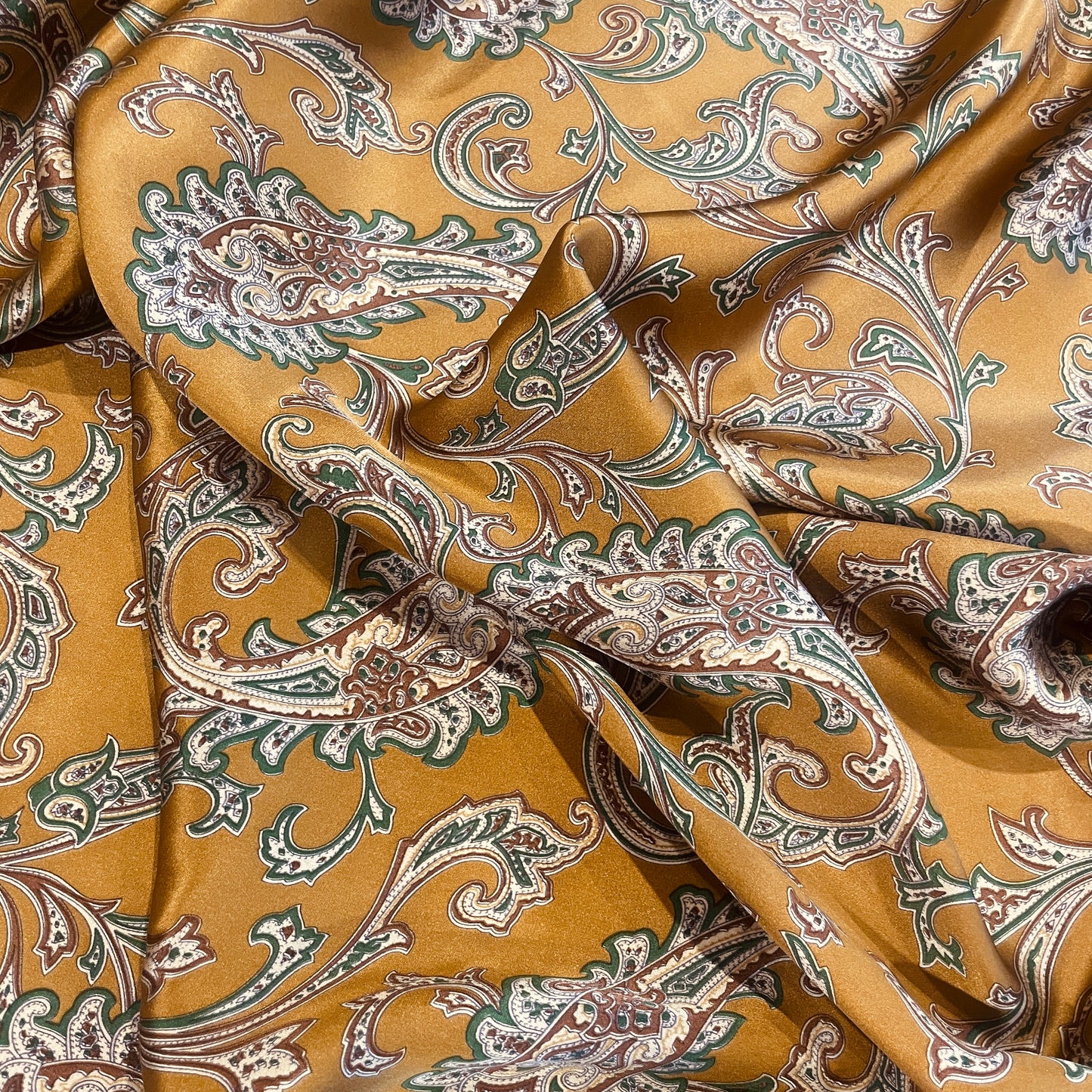 Copper paisley silk satin