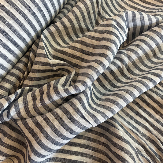 Distressed denim stripe lightweight linen