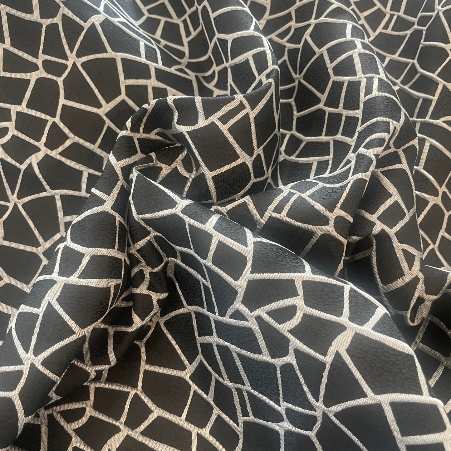 65cm black and silver brocade