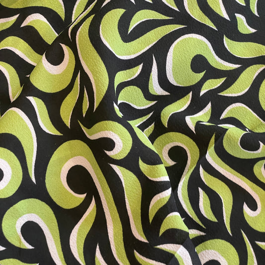 Lime swirls lightweight crepe