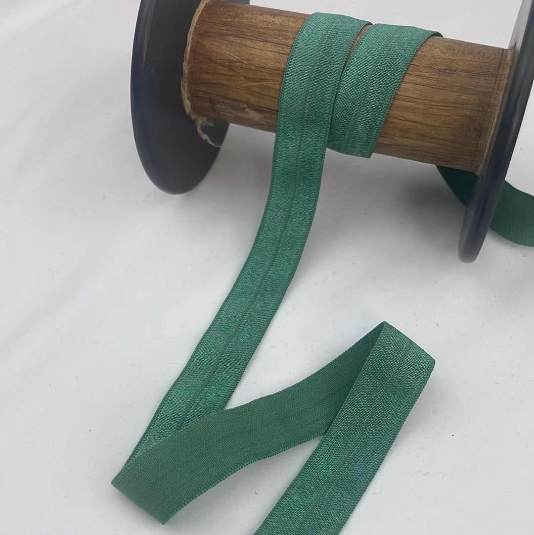 Forest green 15mm shiny foldover elastic