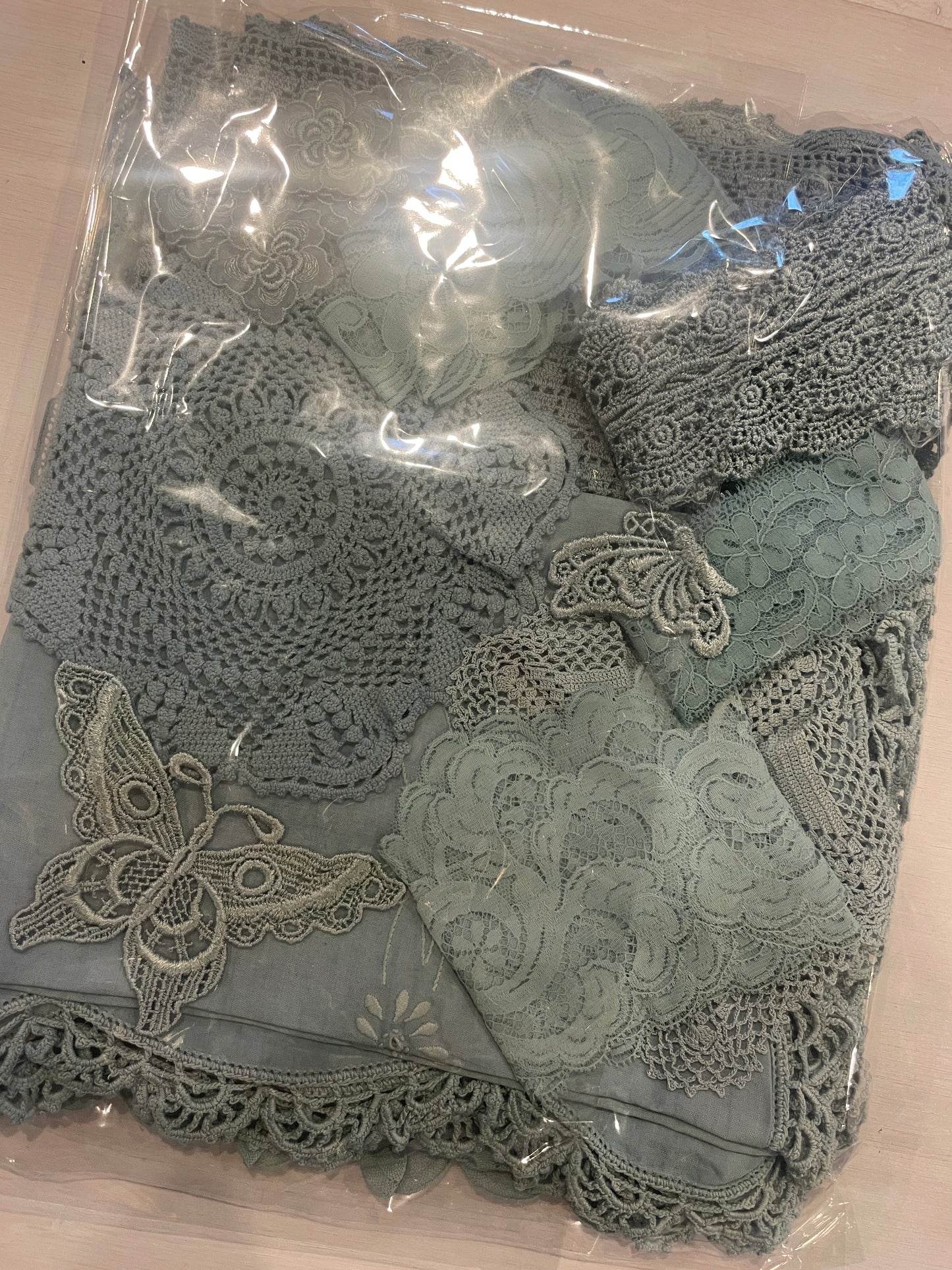 Duck egg vintage linen pack #7