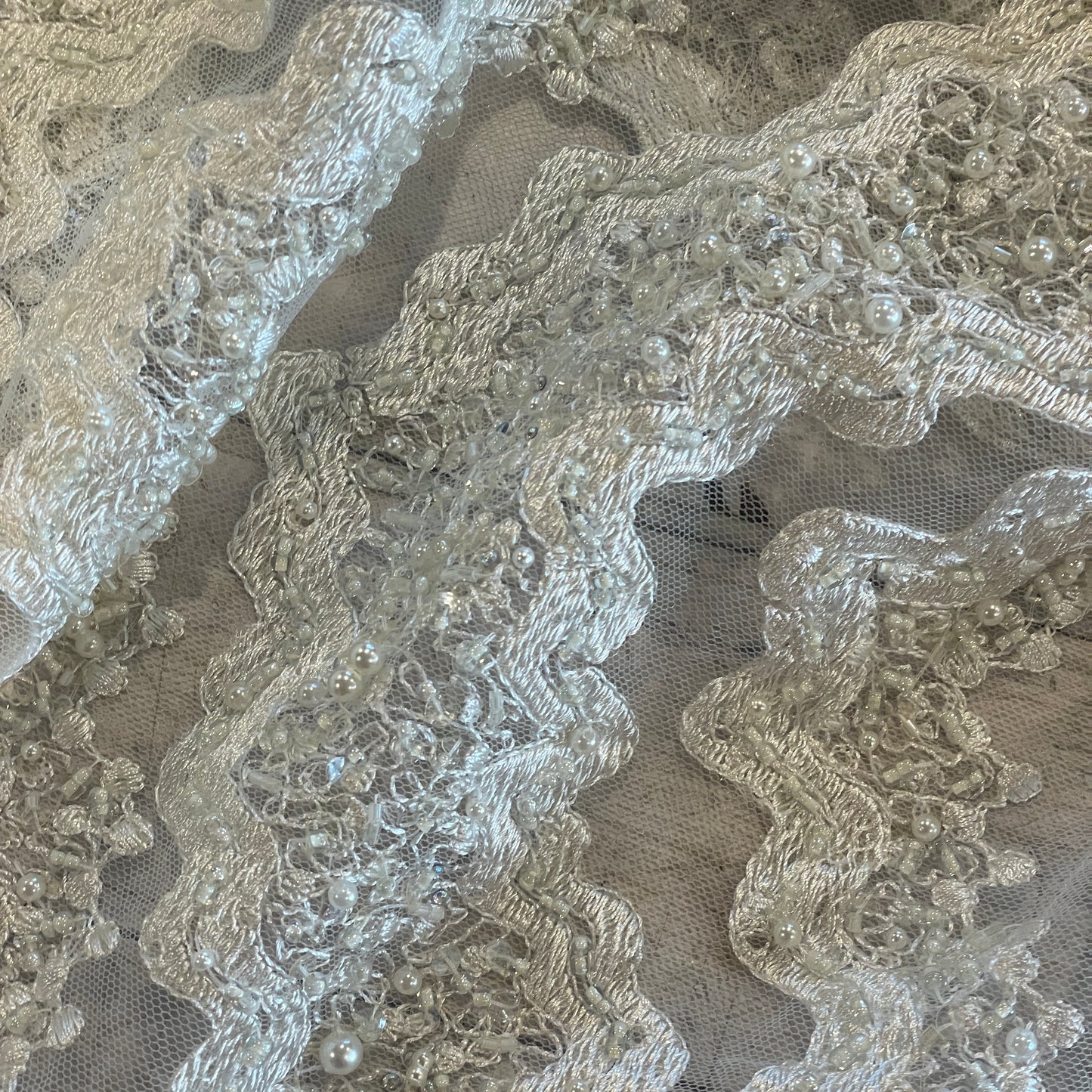 Snow capped mountains beaded tulle