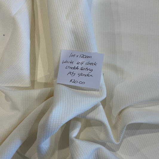 1m white self check stretch suiting