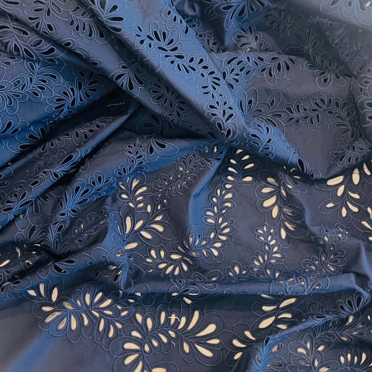 Fleur navy embroidered cotton