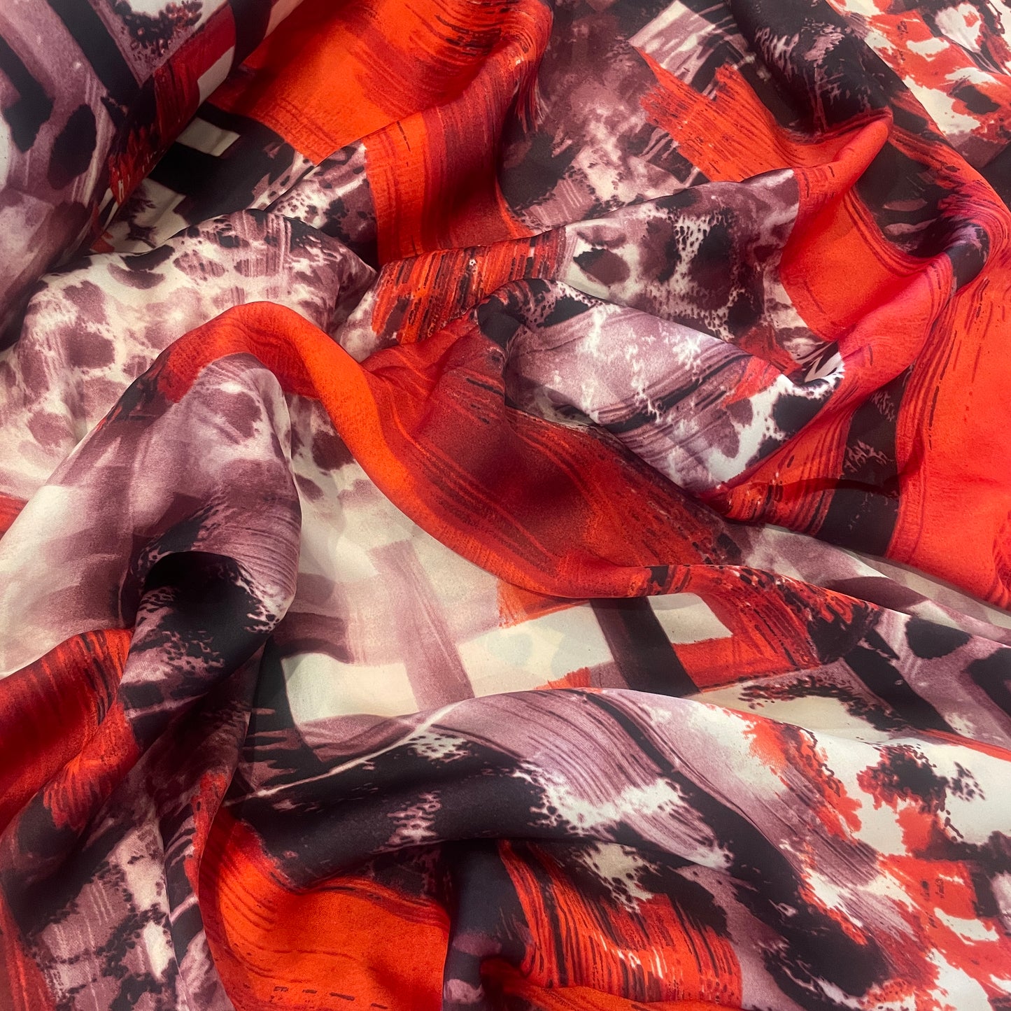 Ruby brushstrokes lightweight satin