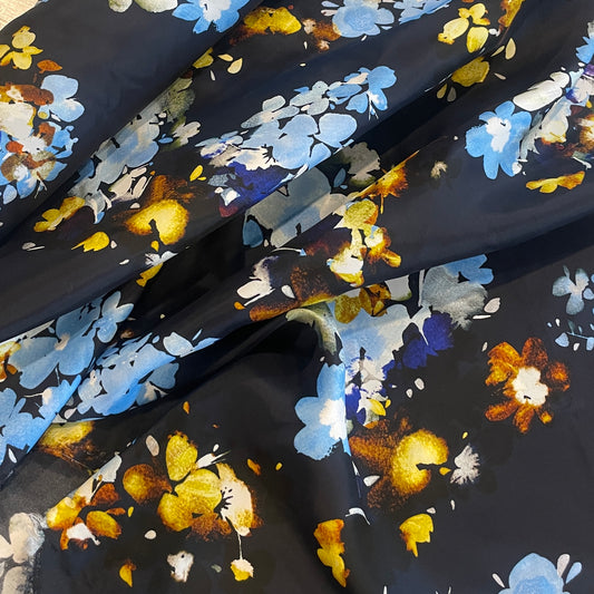 Midnight botanica viscose twill