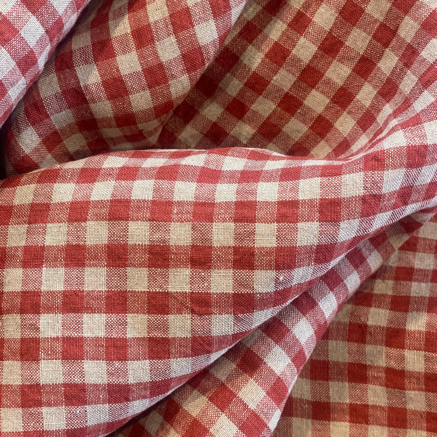 Rust red check linen
