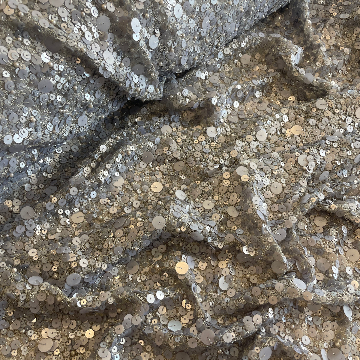 Silver galaxy sequin mesh