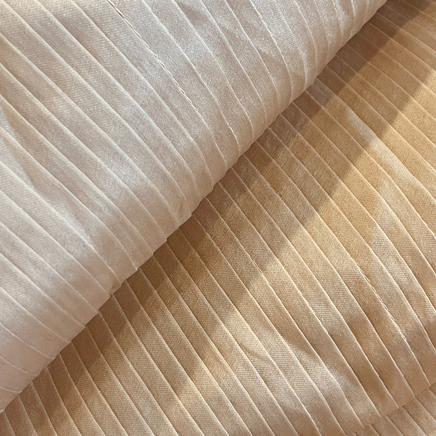 Caramel fine stitch pleated silk organza