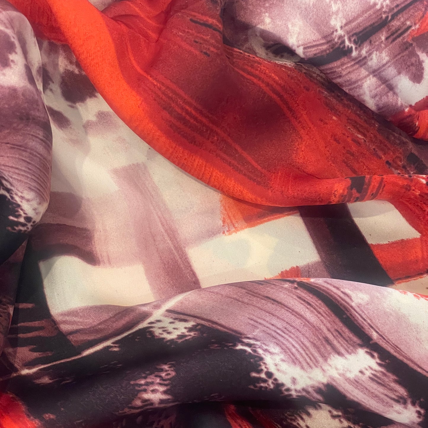 Ruby brushstrokes lightweight satin