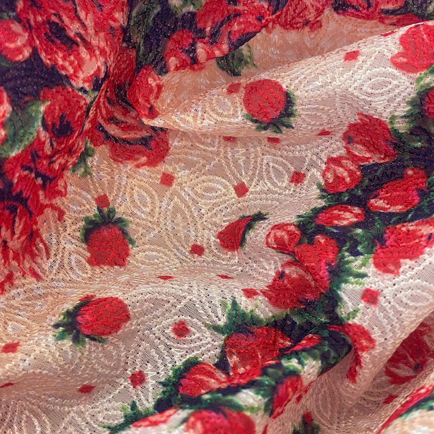 Falling roses embroidered georgette