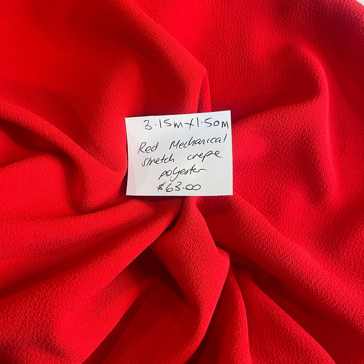 3.15m red mechanical stretch crepe