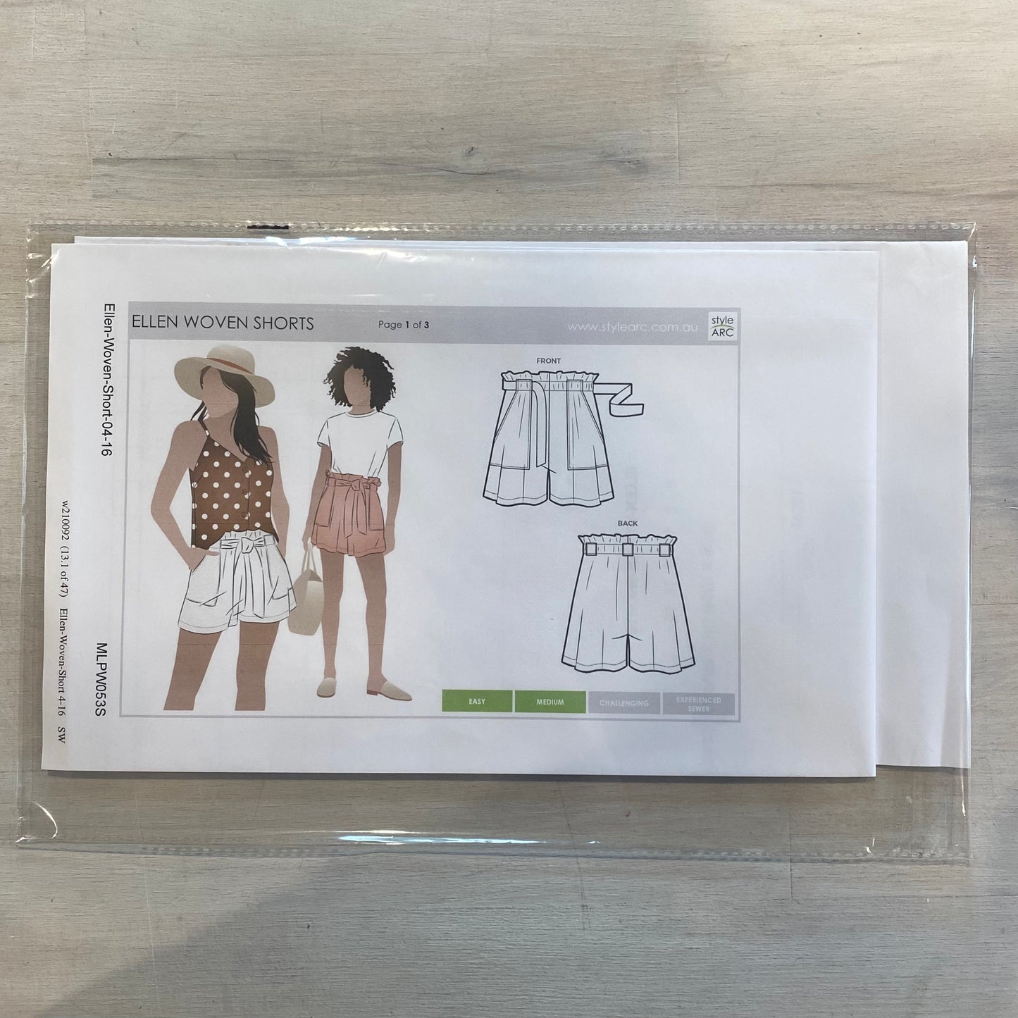 Style Arc Ellen woven shorts pattern size 4-16