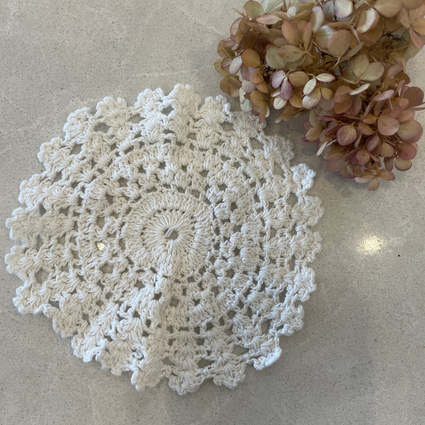 vintage white crochet doily #24