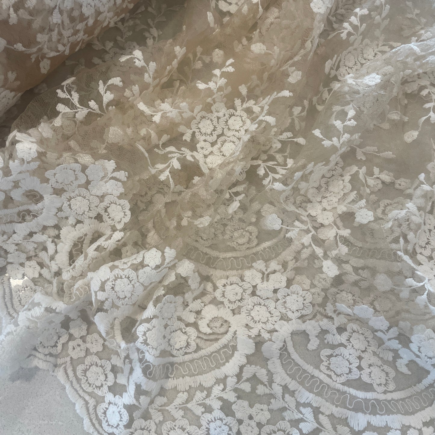 Willow embroidered tulle lace