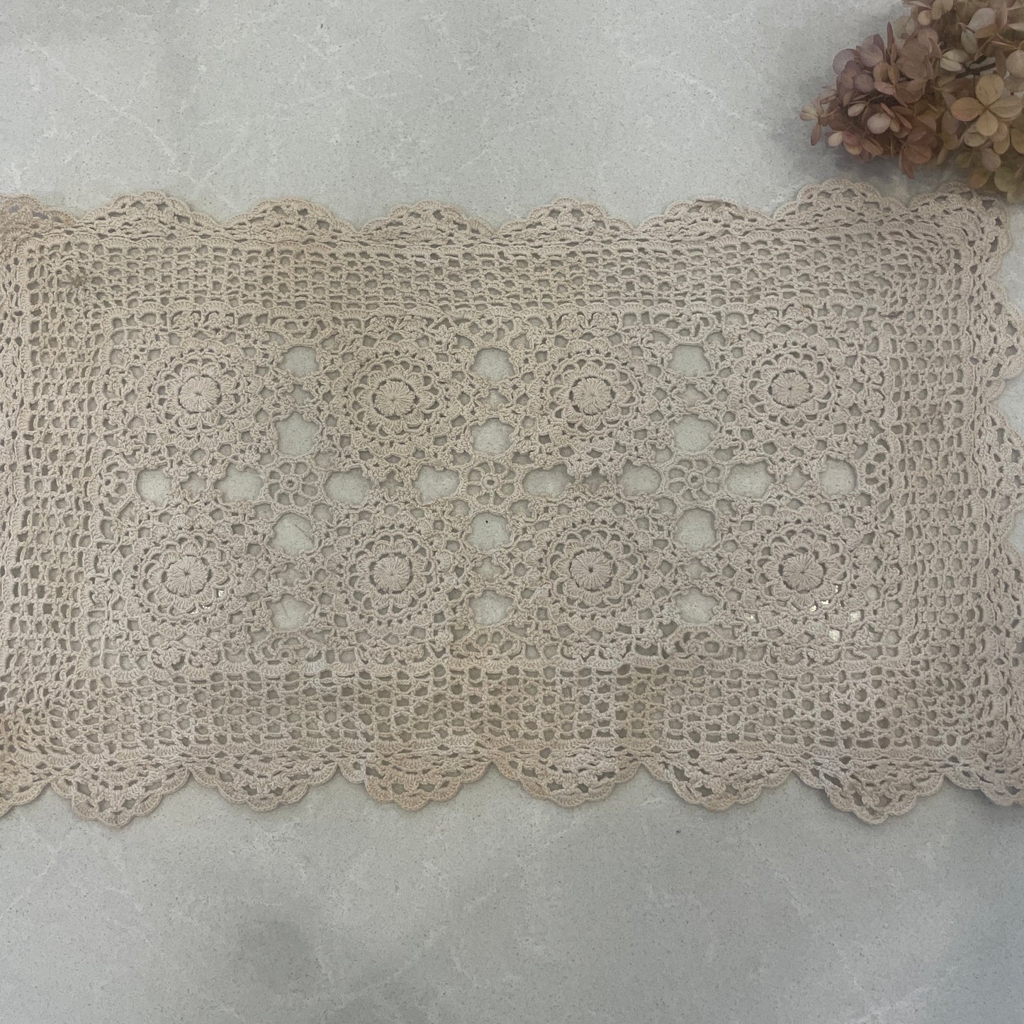 vintage beige crochet doily #12